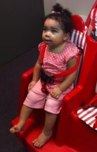 Chloe Rachal in a stroller