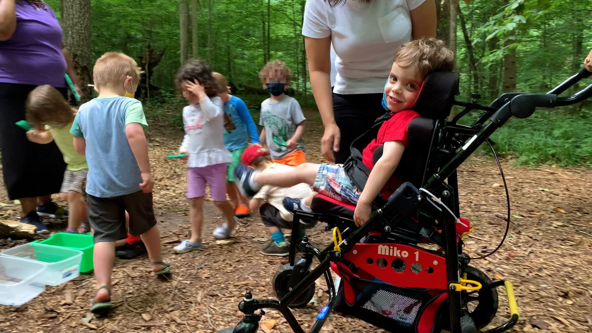 Older toddlers in our inclusive outdoor classroom