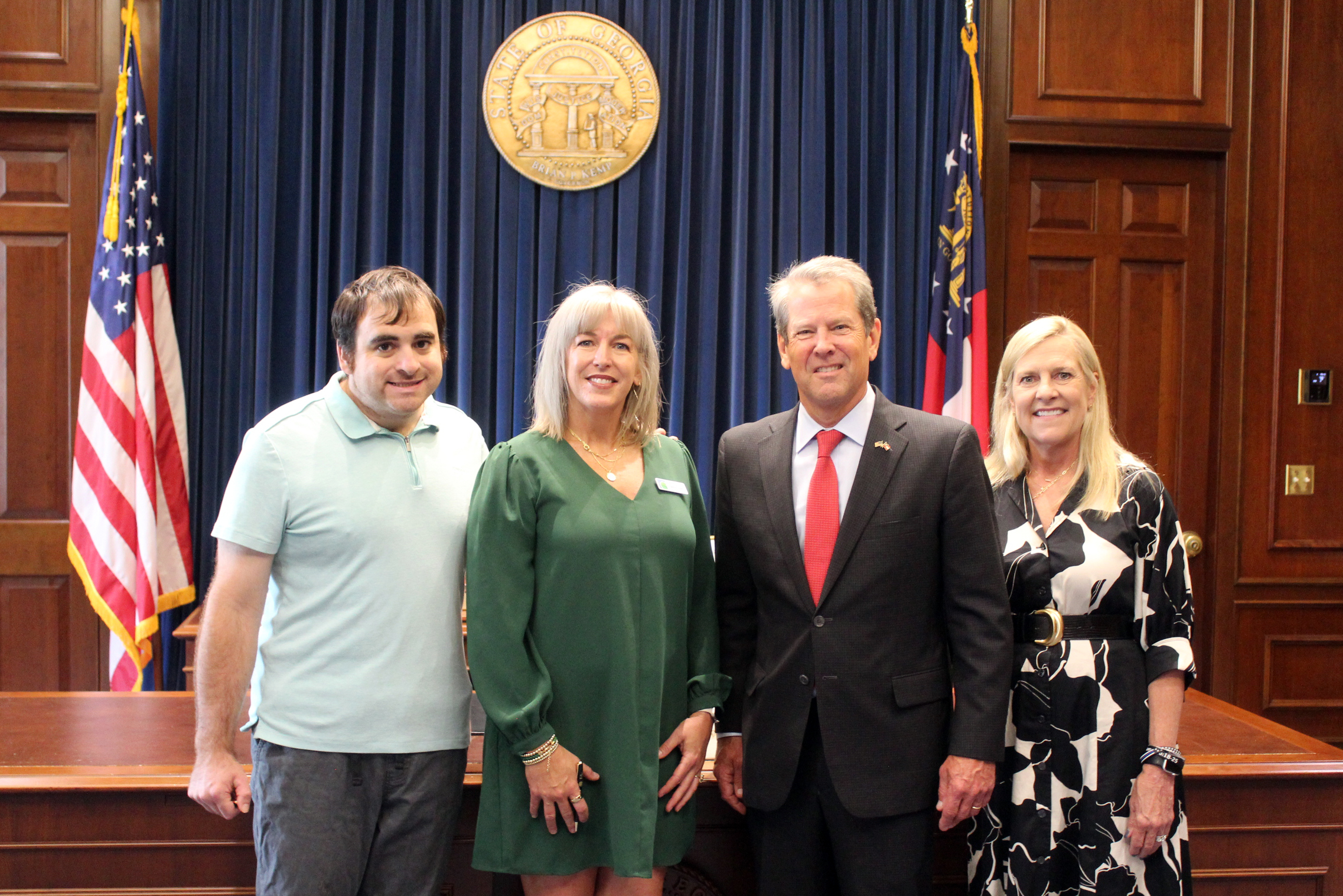 (L-R) Ryan Ramirez, DeAnna Julian, Governor Brian Kemp and his wife Marty Kemp
