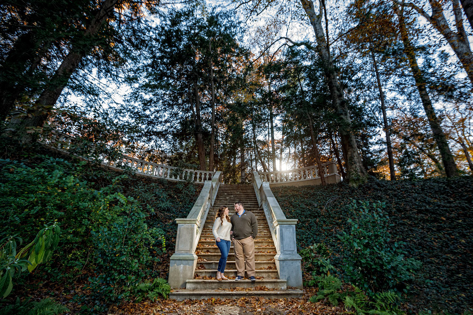 An engagement photo of Meredith and her now-spouse Patrick Gray, Cator Woolford Gardens in 2018.
